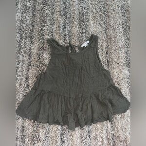 Women’s American Eagle Olive Green Peplum Tank Top Size Small